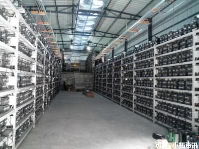 A mining farm facility with rows of GPU mining rigs, highlighting the scale of some operations.