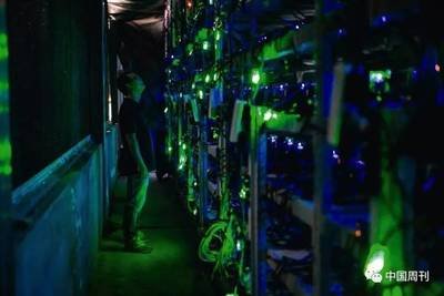 A glimpse into a modern, well-ventilated crypto mining farm, showcasing organized racks of ASICs.