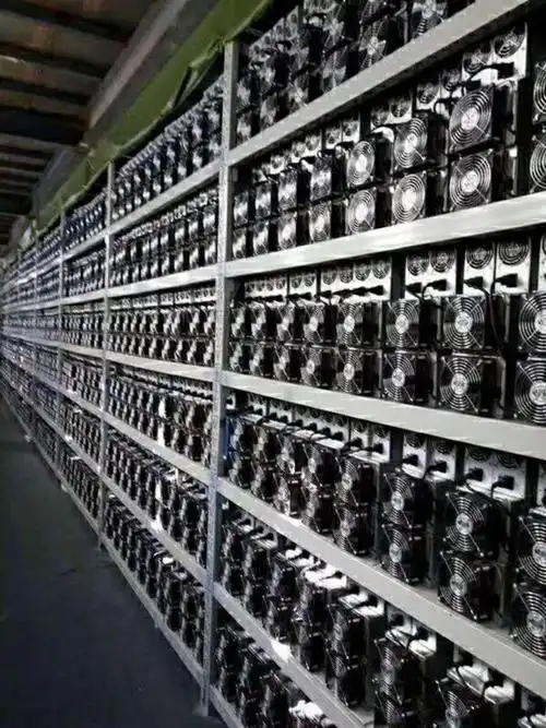 Close-up of advanced mining rig hardware in a data center